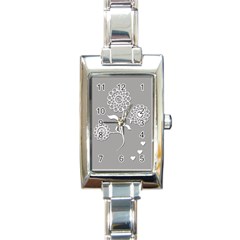 Flower Heart Plant Symbol Love Rectangle Italian Charm Watch by Nexatart