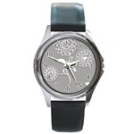 Flower Heart Plant Symbol Love Round Metal Watch Front