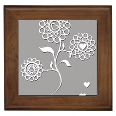 Flower Heart Plant Symbol Love Framed Tiles by Nexatart