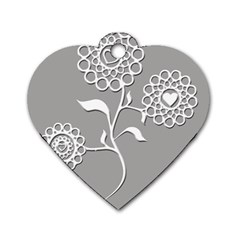 Flower Heart Plant Symbol Love Dog Tag Heart (one Side)