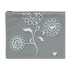 Flower Heart Plant Symbol Love Cosmetic Bag (xl) by Nexatart