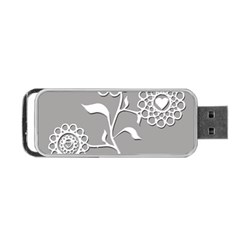 Flower Heart Plant Symbol Love Portable Usb Flash (two Sides) by Nexatart