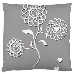 Flower Heart Plant Symbol Love Large Flano Cushion Case (one Side) by Nexatart