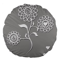 Flower Heart Plant Symbol Love Large 18  Premium Flano Round Cushions by Nexatart