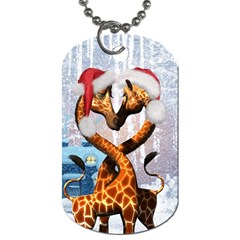 Christmas, Giraffe In Love With Christmas Hat Dog Tag (one Side)