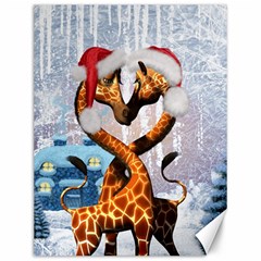 Christmas, Giraffe In Love With Christmas Hat Canvas 12  X 16   by FantasyWorld7