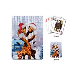 Christmas, Giraffe In Love With Christmas Hat Playing Cards (mini)  by FantasyWorld7