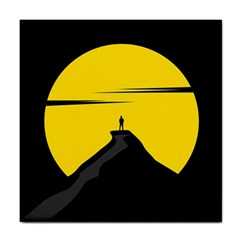 Man Mountain Moon Yellow Sky Tile Coasters