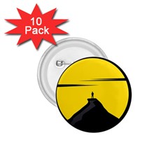 Man Mountain Moon Yellow Sky 1 75  Buttons (10 Pack) by Nexatart