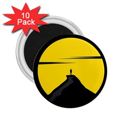 Man Mountain Moon Yellow Sky 2 25  Magnets (10 Pack)  by Nexatart