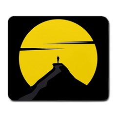 Man Mountain Moon Yellow Sky Large Mousepads by Nexatart