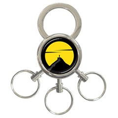 Man Mountain Moon Yellow Sky 3-ring Key Chains by Nexatart