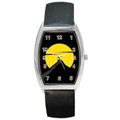 Man Mountain Moon Yellow Sky Barrel Style Metal Watch