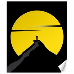 Man Mountain Moon Yellow Sky Canvas 20  X 24   by Nexatart