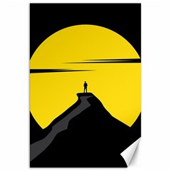 Man Mountain Moon Yellow Sky Canvas 20  X 30   by Nexatart