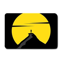 Man Mountain Moon Yellow Sky Small Doormat  by Nexatart