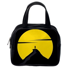 Man Mountain Moon Yellow Sky Classic Handbags (one Side) by Nexatart