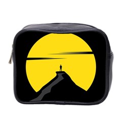 Man Mountain Moon Yellow Sky Mini Toiletries Bag 2-side by Nexatart