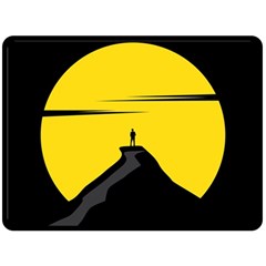 Man Mountain Moon Yellow Sky Fleece Blanket (large)  by Nexatart