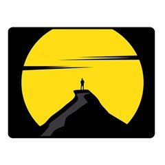 Man Mountain Moon Yellow Sky Fleece Blanket (small) by Nexatart