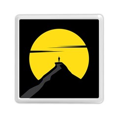 Man Mountain Moon Yellow Sky Memory Card Reader (square)  by Nexatart