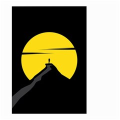 Man Mountain Moon Yellow Sky Small Garden Flag (two Sides) by Nexatart