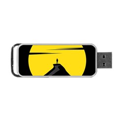 Man Mountain Moon Yellow Sky Portable Usb Flash (two Sides) by Nexatart