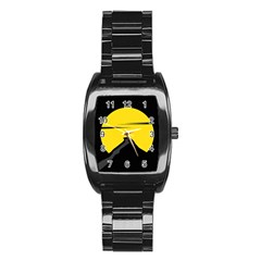 Man Mountain Moon Yellow Sky Stainless Steel Barrel Watch by Nexatart