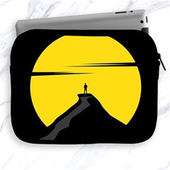 Man Mountain Moon Yellow Sky Apple Ipad 2/3/4 Zipper Cases by Nexatart