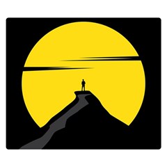 Man Mountain Moon Yellow Sky Double Sided Flano Blanket (small)  by Nexatart