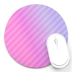 Diagonal Pink Stripe Gradient Round Mousepads by Nexatart