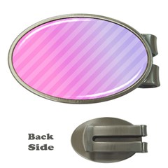 Diagonal Pink Stripe Gradient Money Clips (oval) 