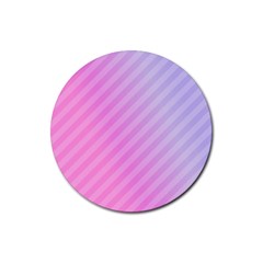 Diagonal Pink Stripe Gradient Rubber Coaster (round)  by Nexatart