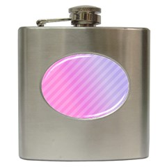 Diagonal Pink Stripe Gradient Hip Flask (6 Oz) by Nexatart