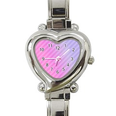 Diagonal Pink Stripe Gradient Heart Italian Charm Watch by Nexatart