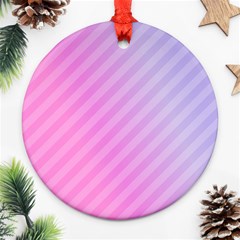 Diagonal Pink Stripe Gradient Round Ornament (two Sides) by Nexatart