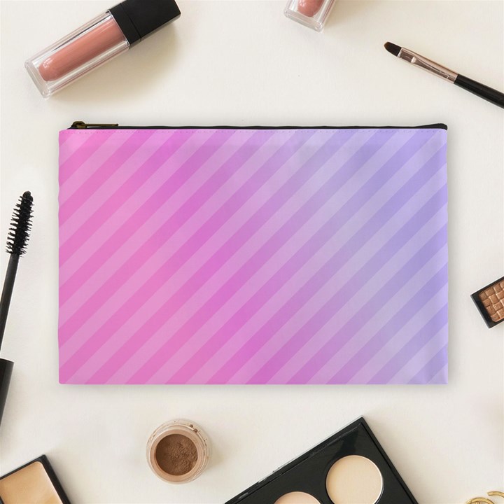 Diagonal Pink Stripe Gradient Cosmetic Bag (Large) 