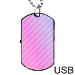 Diagonal Pink Stripe Gradient Dog Tag Usb Flash (two Sides) by Nexatart