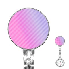 Diagonal Pink Stripe Gradient Stainless Steel Nurses Watch by Nexatart