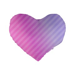 Diagonal Pink Stripe Gradient Standard 16  Premium Flano Heart Shape Cushions by Nexatart