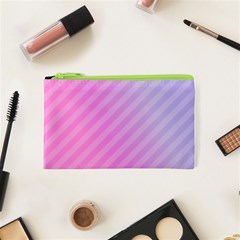 Diagonal Pink Stripe Gradient Cosmetic Bag (xs) by Nexatart