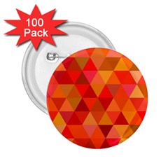 Red Hot Triangle Tile Mosaic 2 25  Buttons (100 Pack)  by Nexatart