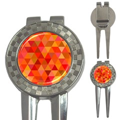 Red Hot Triangle Tile Mosaic 3-in-1 Golf Divots by Nexatart