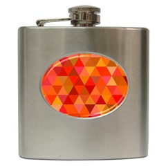 Red Hot Triangle Tile Mosaic Hip Flask (6 Oz) by Nexatart