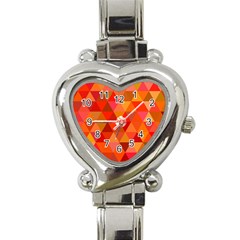 Red Hot Triangle Tile Mosaic Heart Italian Charm Watch