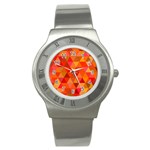 Red Hot Triangle Tile Mosaic Stainless Steel Watch Front