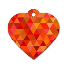 Red Hot Triangle Tile Mosaic Dog Tag Heart (one Side) by Nexatart