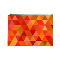 Red Hot Triangle Tile Mosaic Cosmetic Bag (large) 