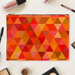 Red Hot Triangle Tile Mosaic Cosmetic Bag (xl) by Nexatart