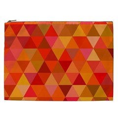 Red Hot Triangle Tile Mosaic Cosmetic Bag (xxl)  by Nexatart